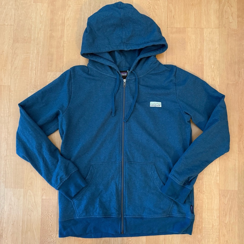 Patagonia Pastel P-6 Label Midweight Full-Zip Hoody Blue Medium